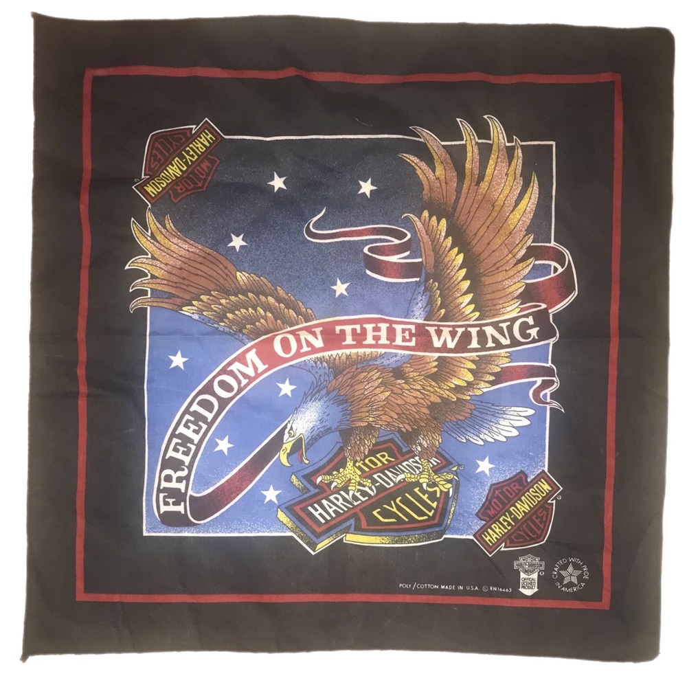 Harley Davidson Vintage Bandana Handkerchief Freedom On The Wing